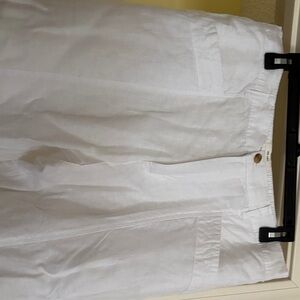 Nicole Miller Classic White Linen Trousers